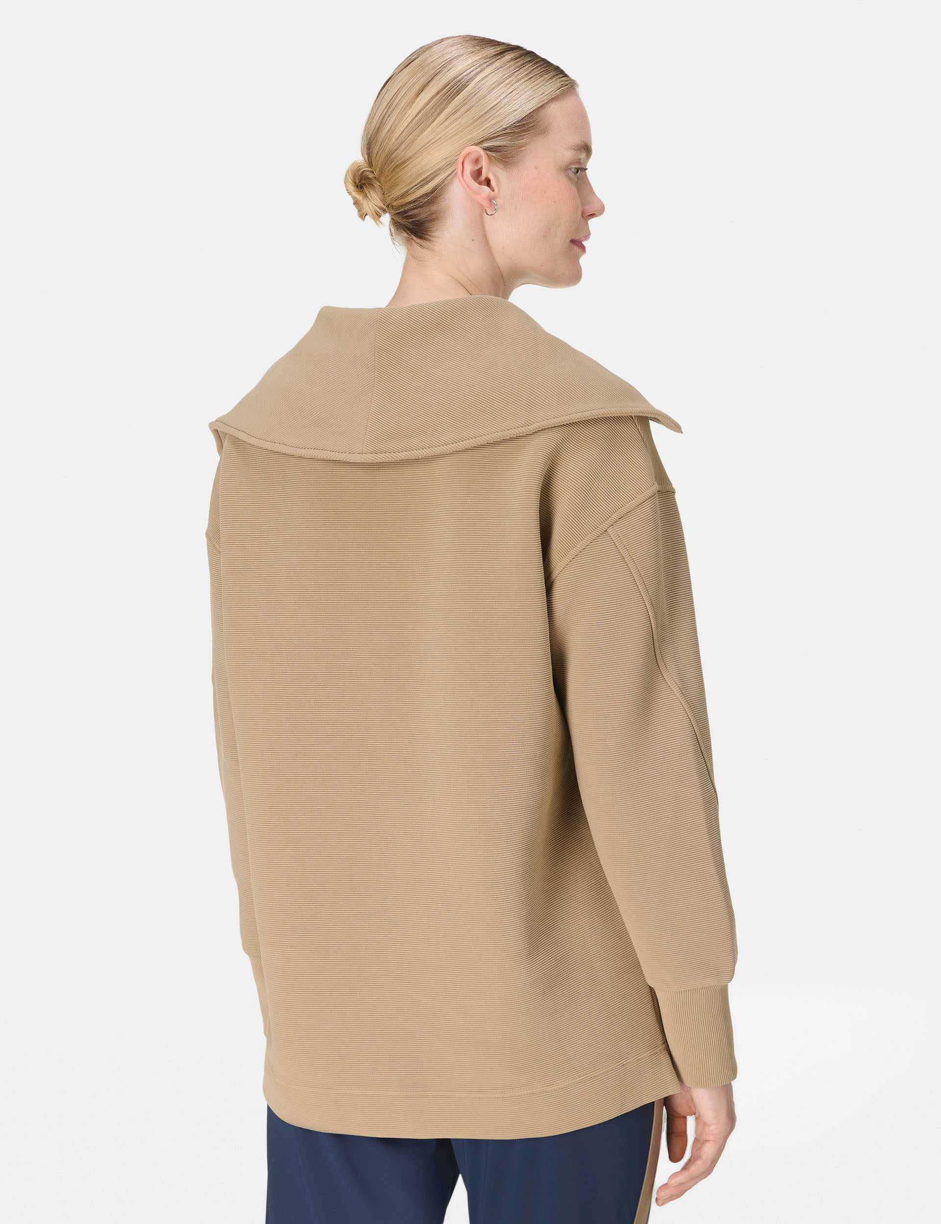 Peaceful Rib Half Zip Sweatshirt - Sepia Brown