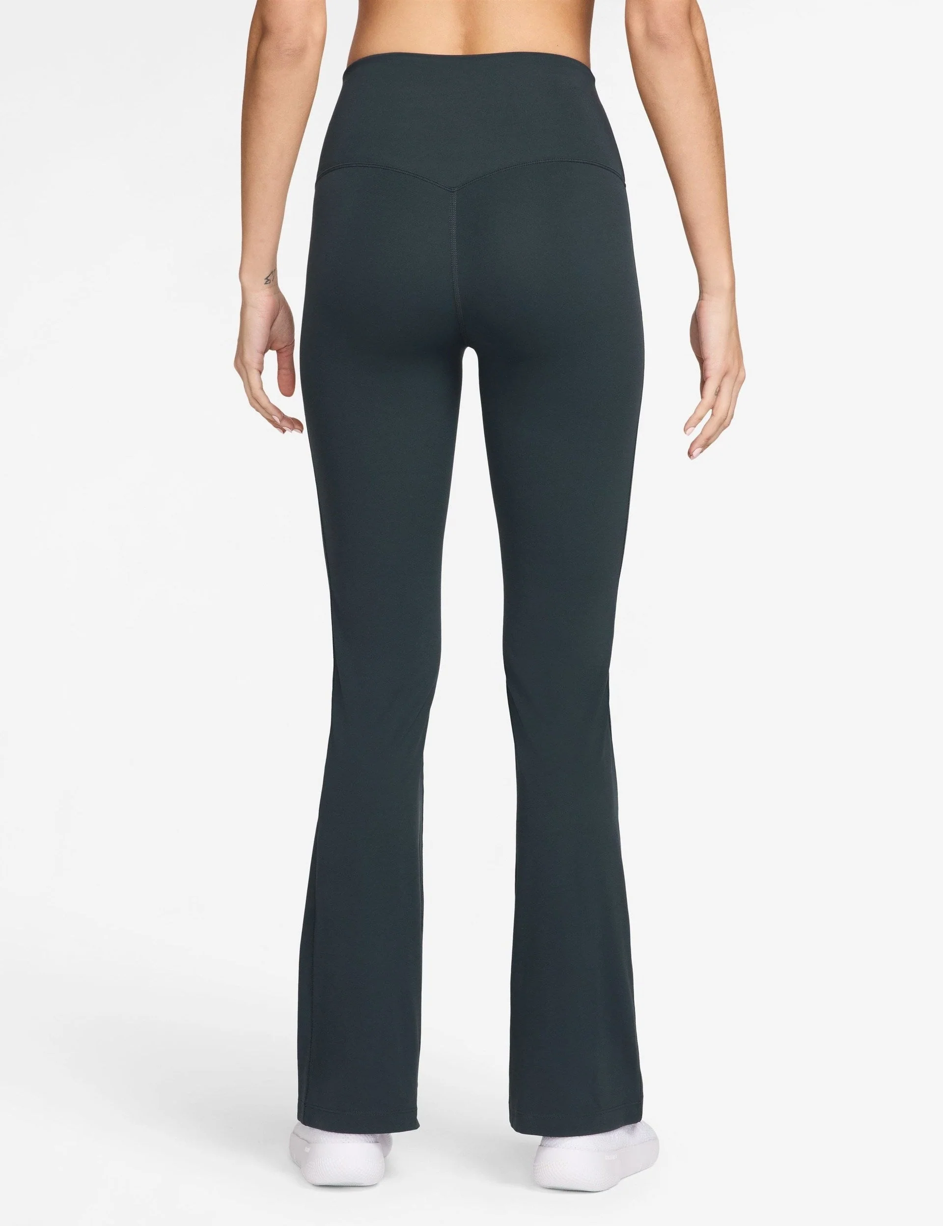 Zenvy High Waisted Flared Leggings - Seaweed/Black