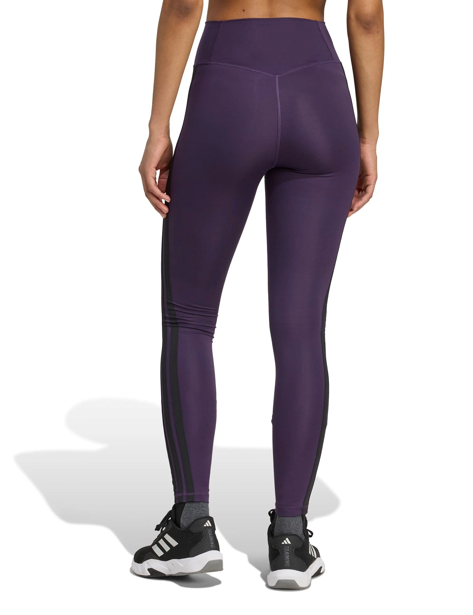 Optime Essentials 3-Stripes 7/8 Leggings - Aurora Plum/Black
