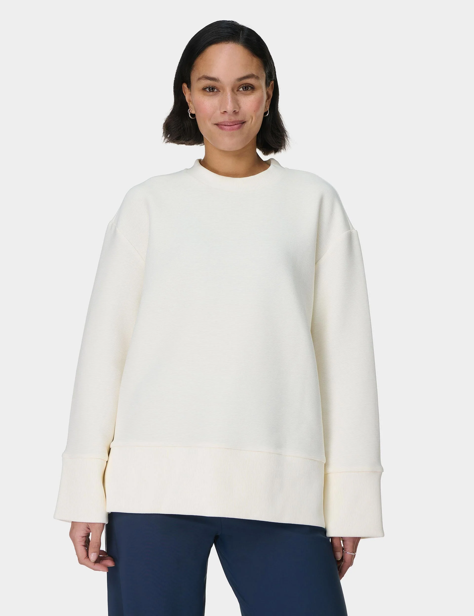 Peaceful Ribbed Sweatshirt - Lily White