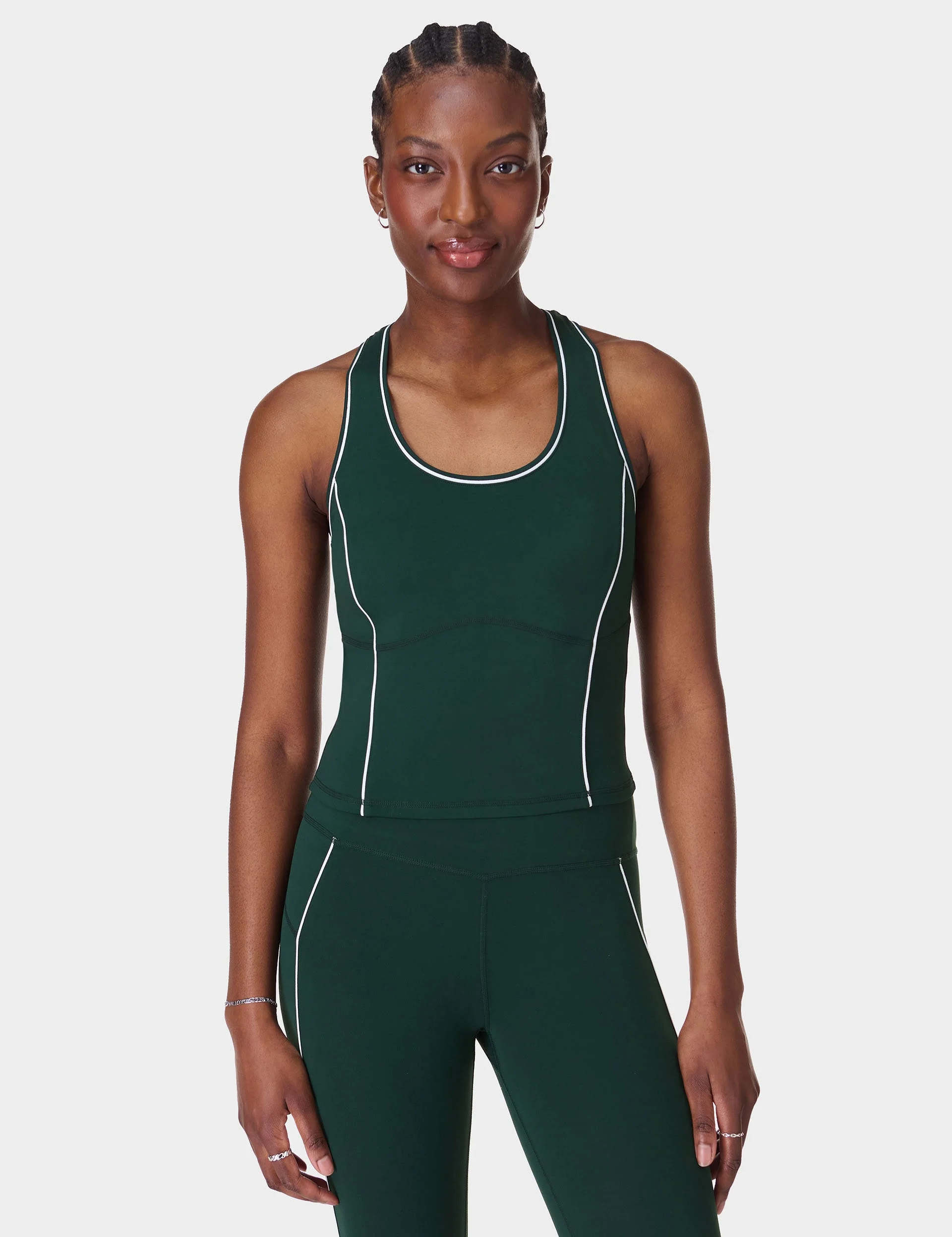 All Day Active Cropped Tank - Cedar Green