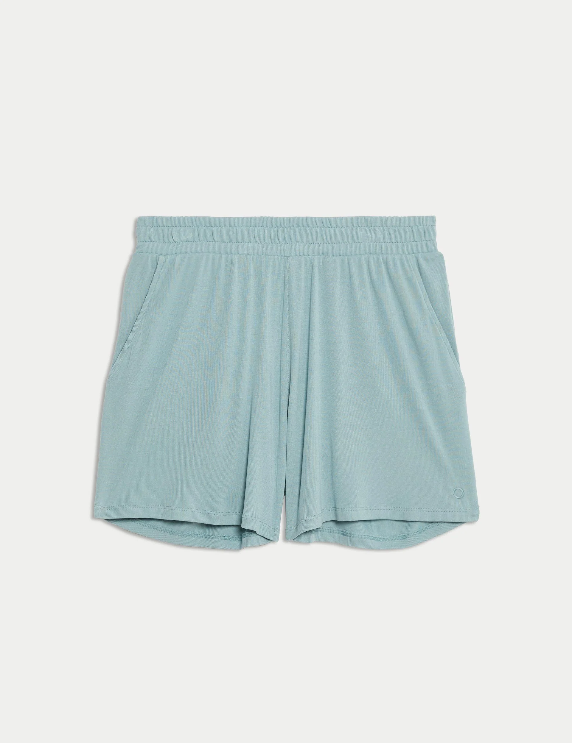 Modal Rich Ribbed Relaxed High Waisted Yoga Shorts - Light Mint