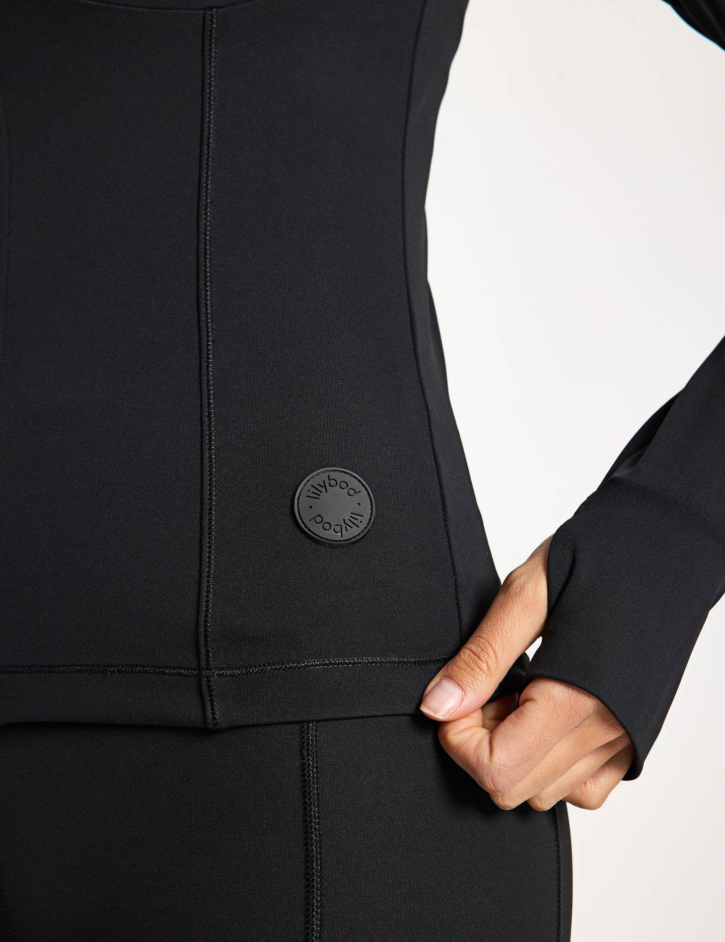 Zuri Contoured Zip Thru Top - Black