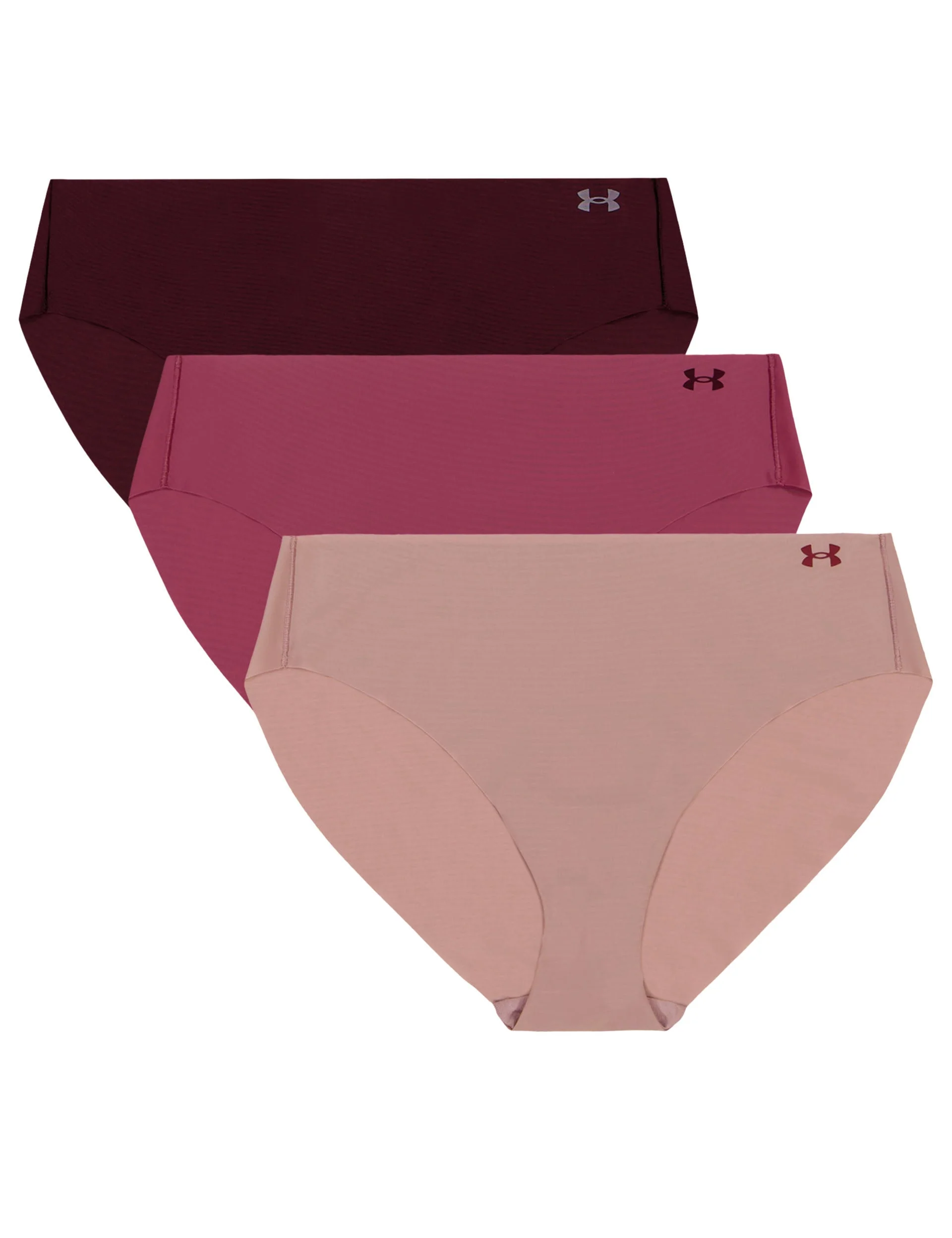 Pure Stretch 3-Pack No Show Bikini - Tourmaline Pink/Fuchsia Dusk/Dark Maroon