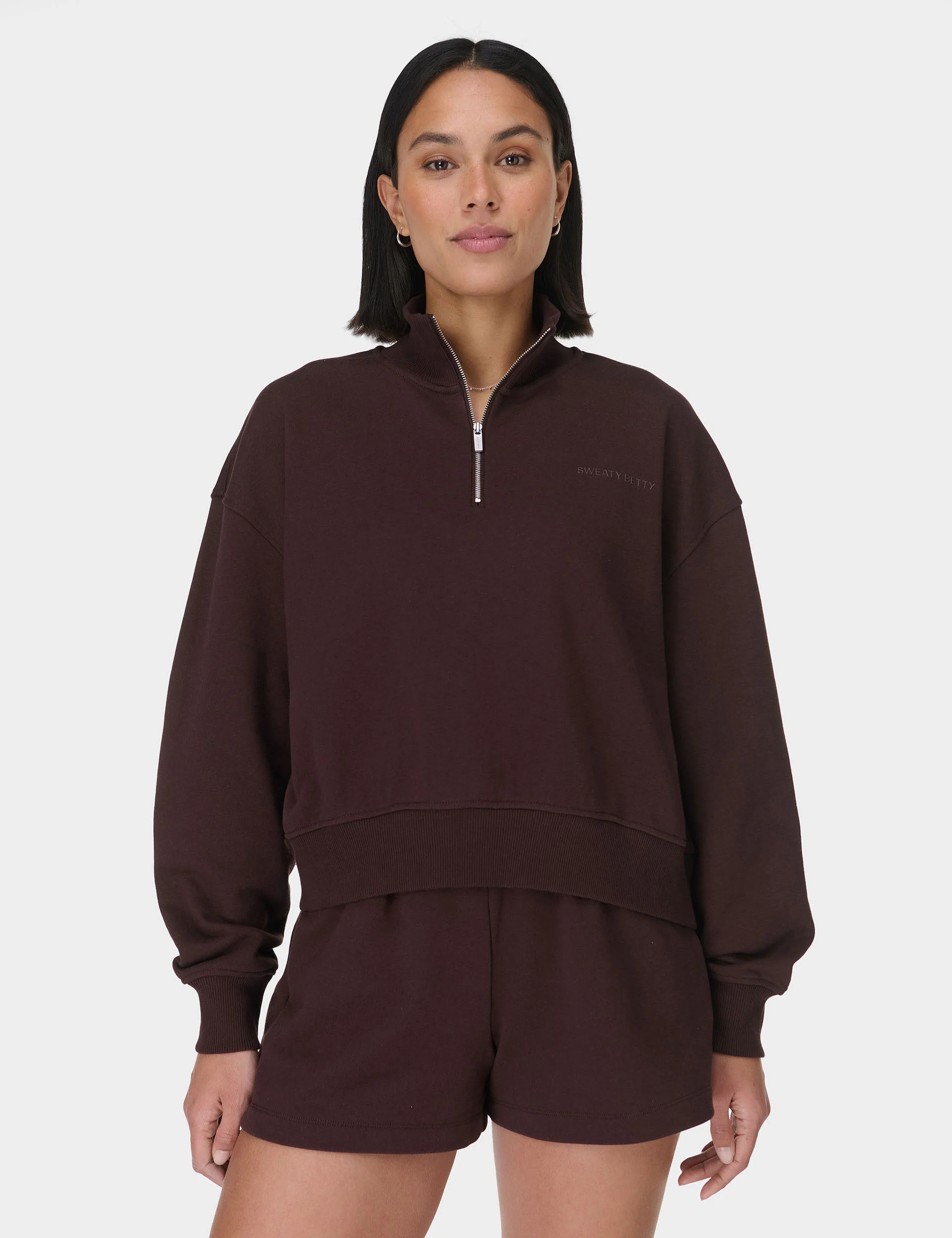 Revive Crop Half Zip - Sable Brown