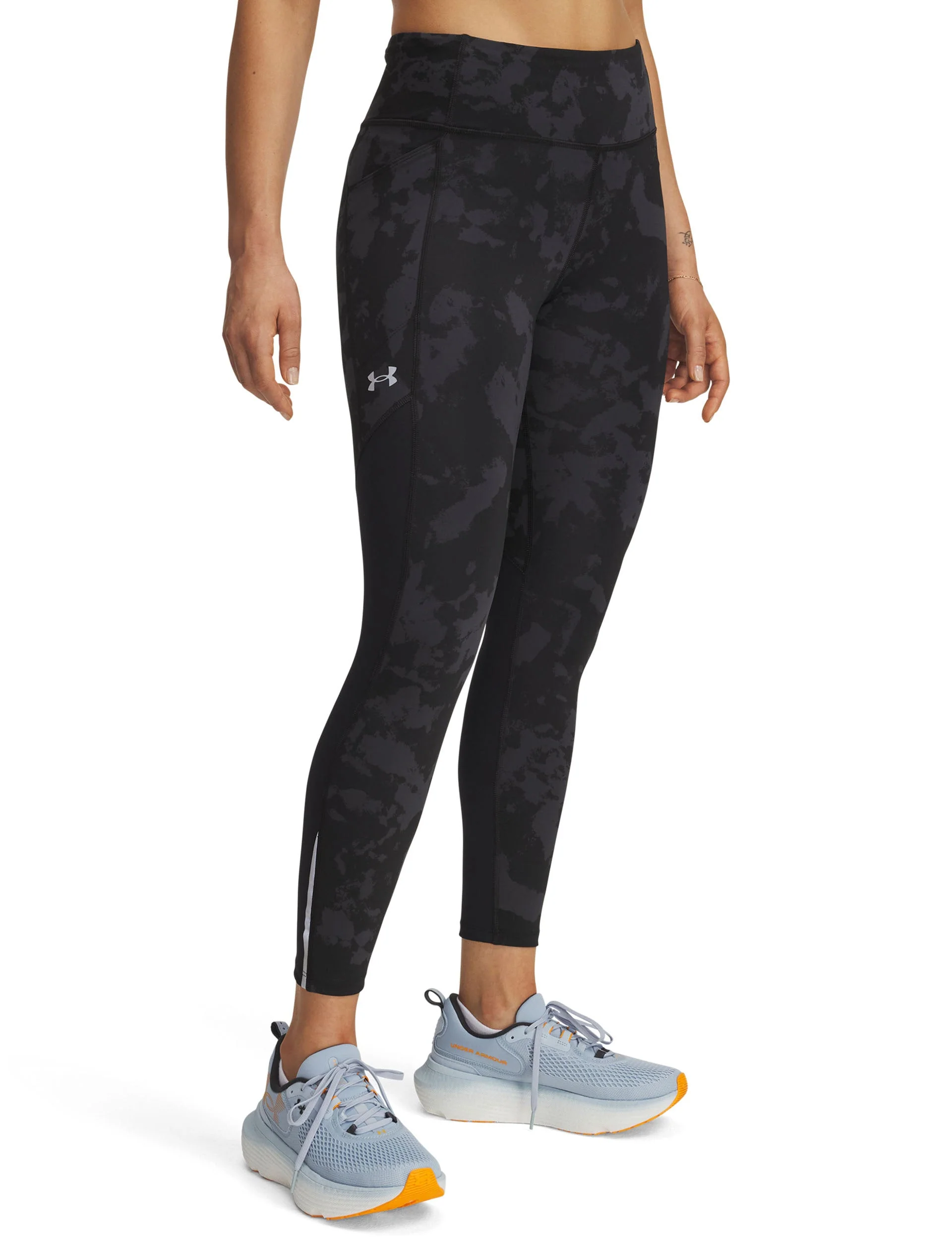 Launch Printed Ankle Tights - Black/Reflective