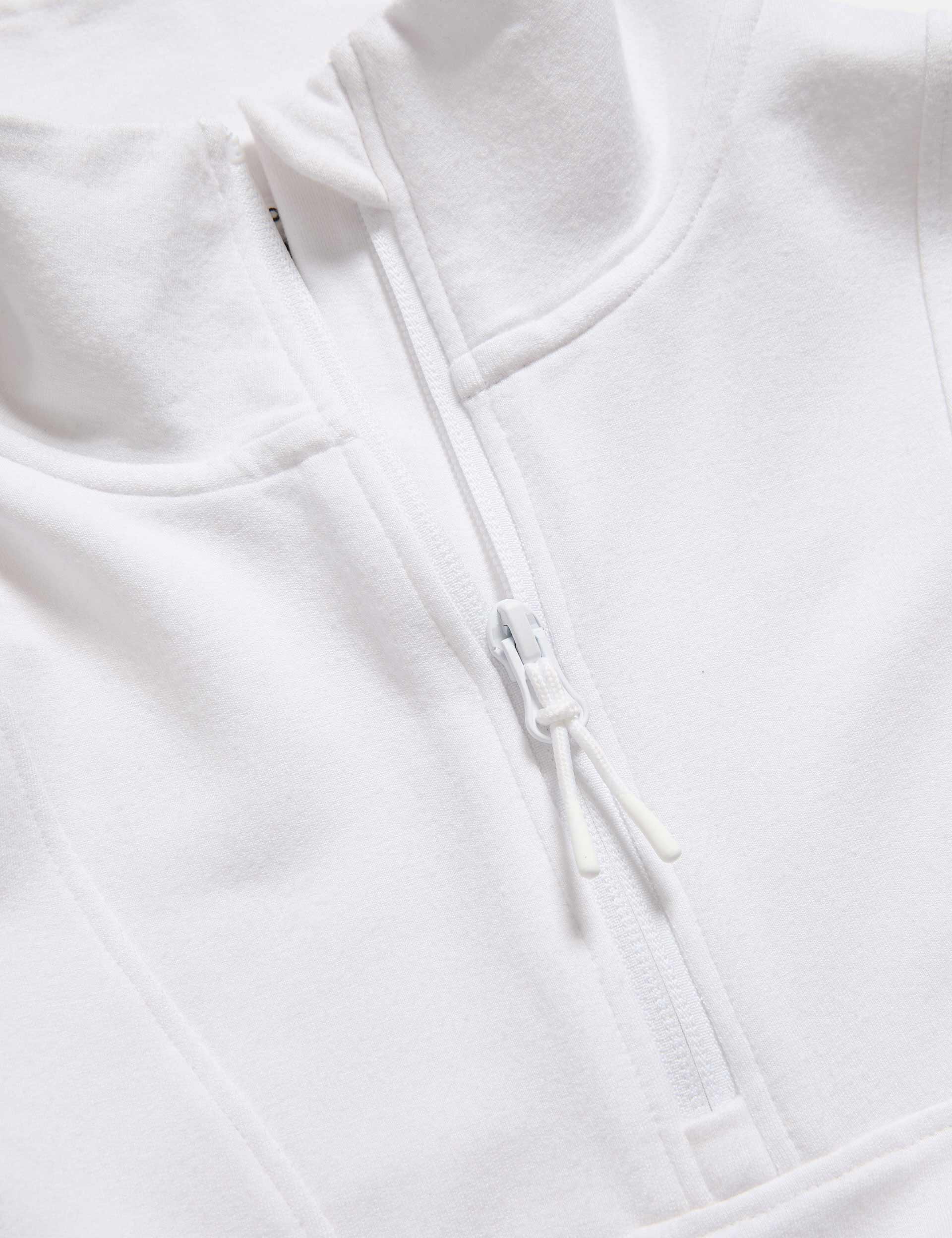 Modal Rich Funnel Neck Half Zip Top - White