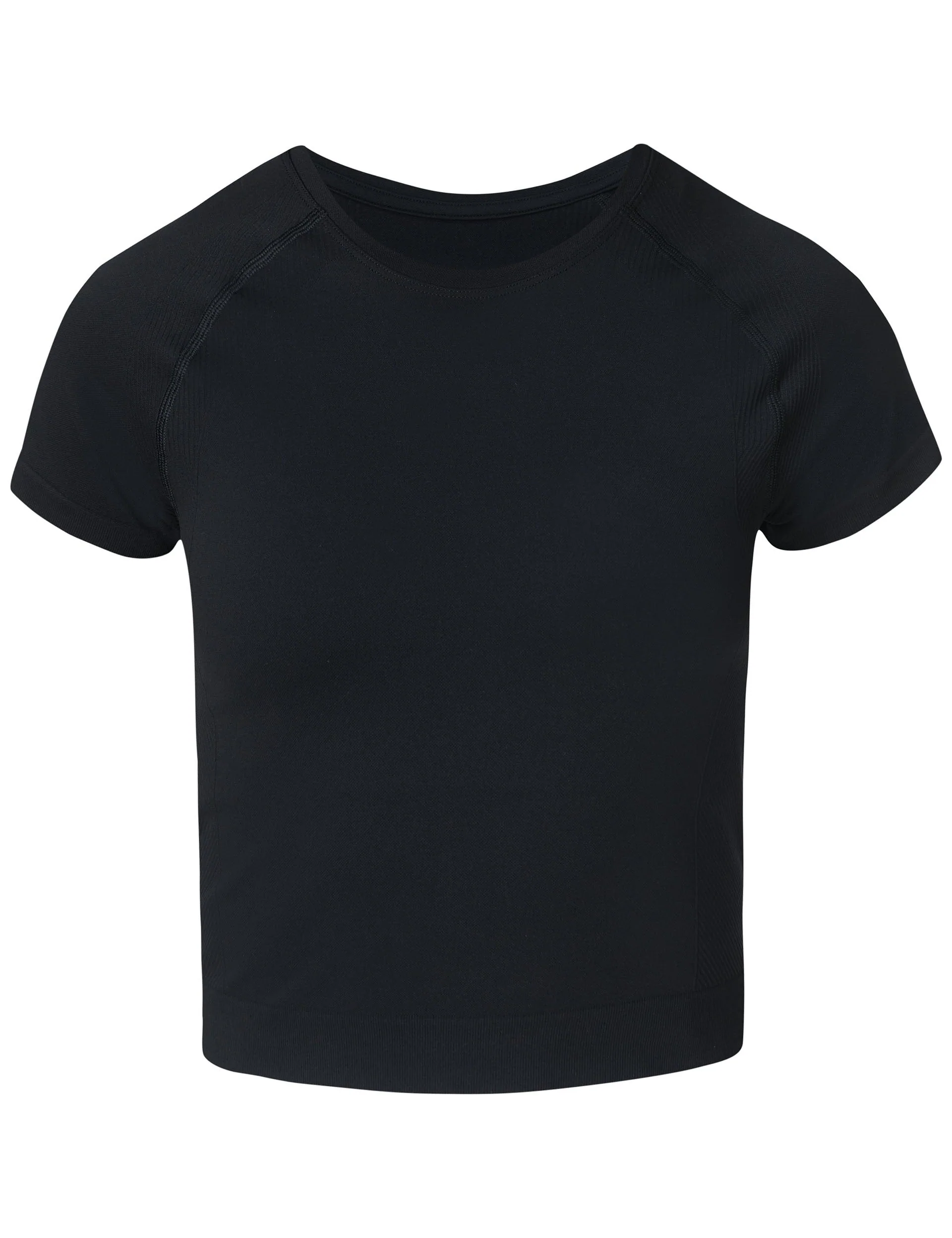 Athlete Crop Seamless Workout T-Shirt - Black