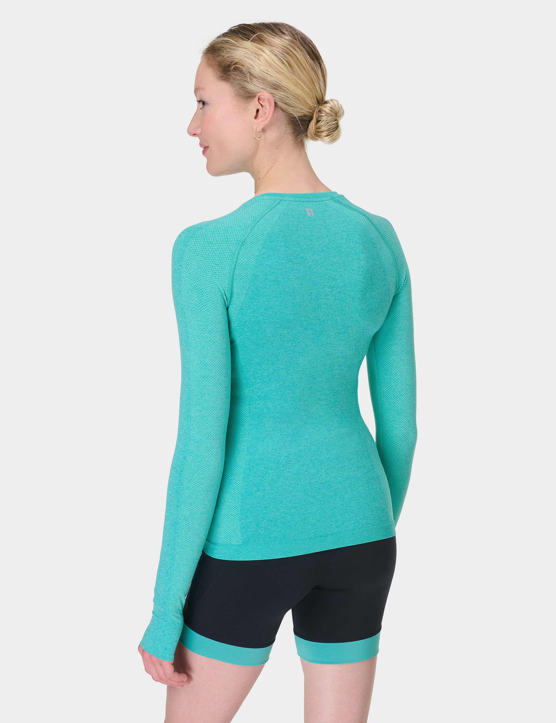 Athlete Seamless Gym Long Sleeve Top - Seaspray Ripple Blue Marl