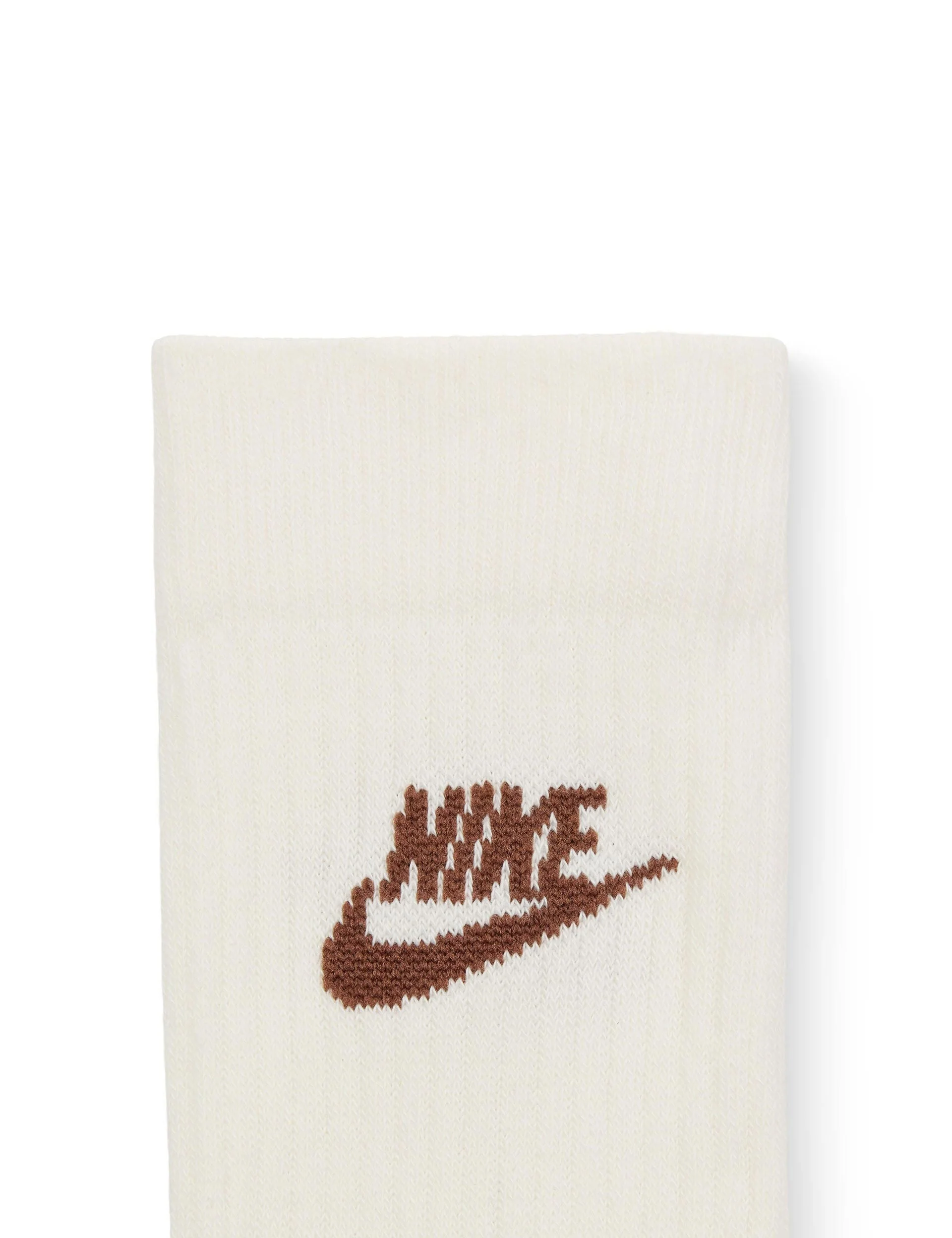 Sportswear Everyday Essential Crew Socks (3 Pairs) - White/Brown