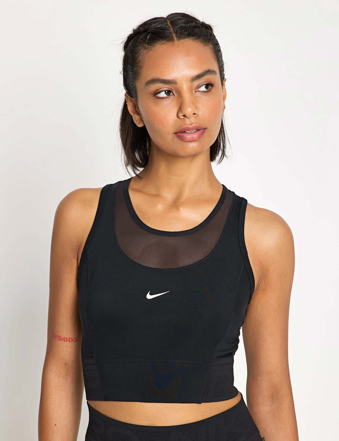Pro Dri-FIT Cropped Tank Top - Black/White