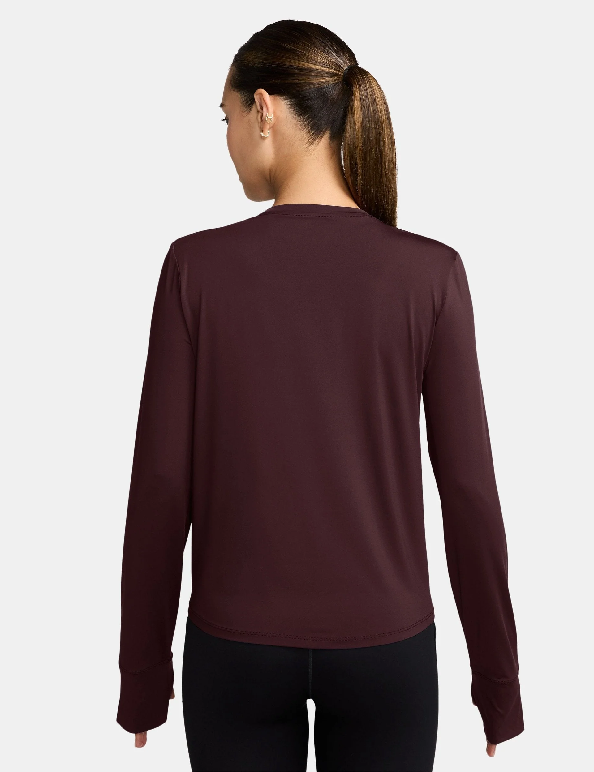 One Classic Dri-FIT Long-Sleeve Top - Burgundy Crush/White