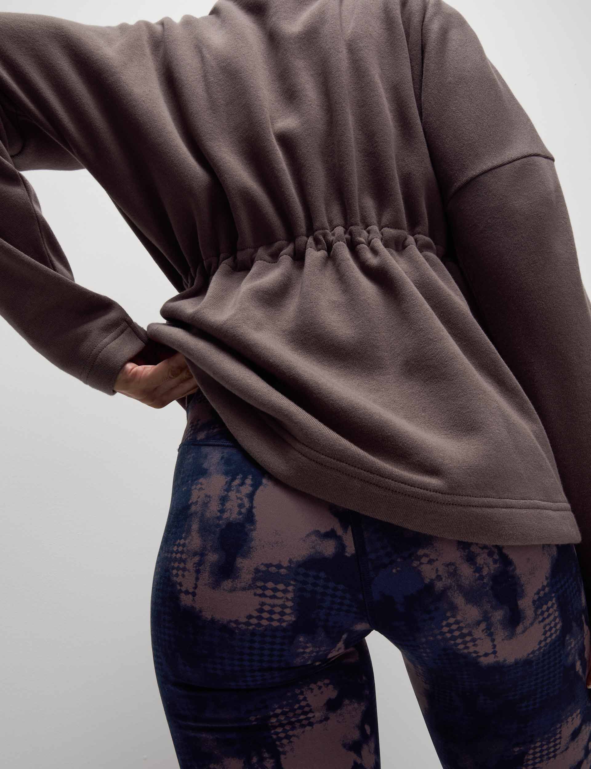 Cotton Rich Brushed Funnel Neck Sweatshirt - Taupe