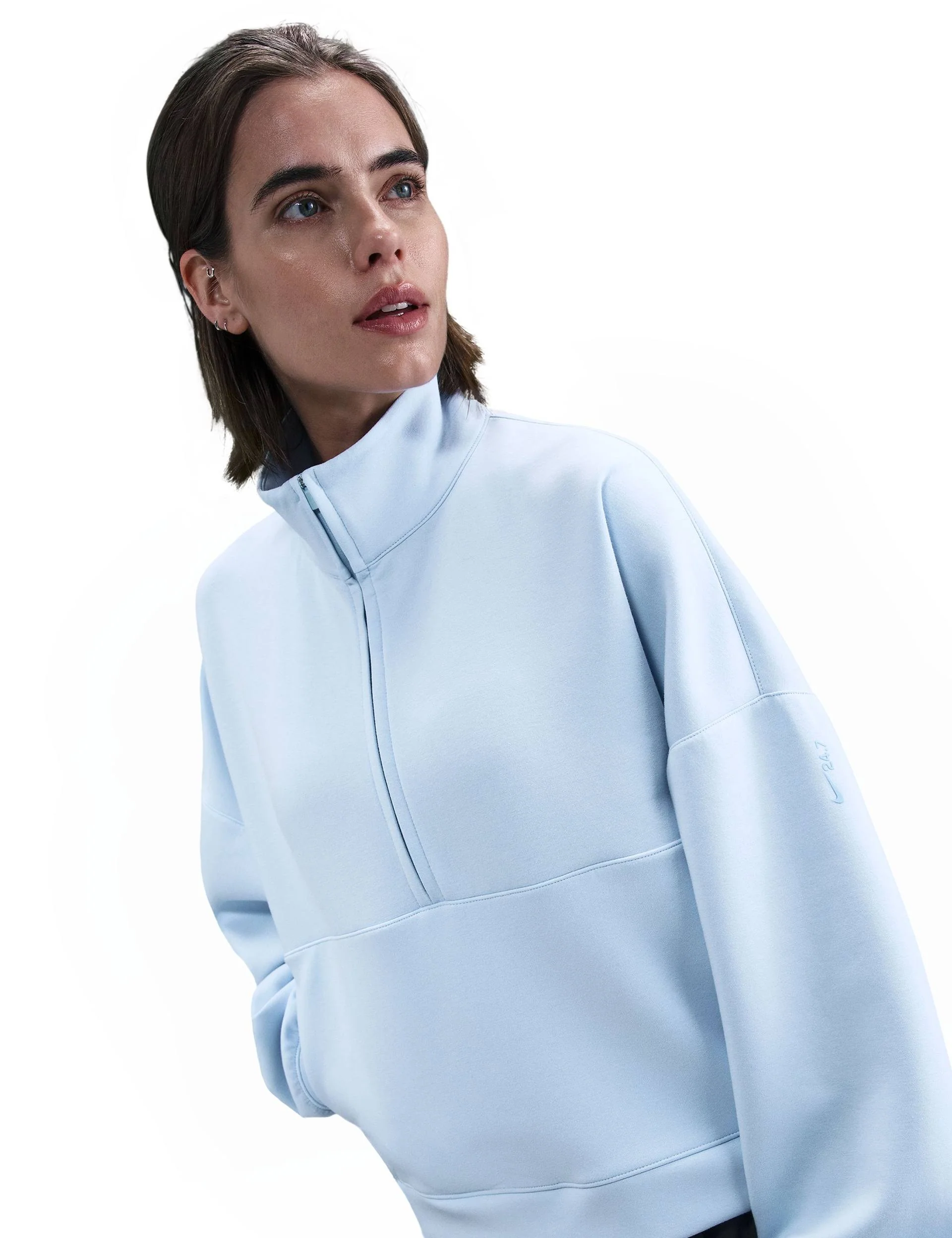 24.7 ImpossiblySoft Dri-FIT Oversized 1/2-Zip Top - Celestine Blue/Psychic Blue