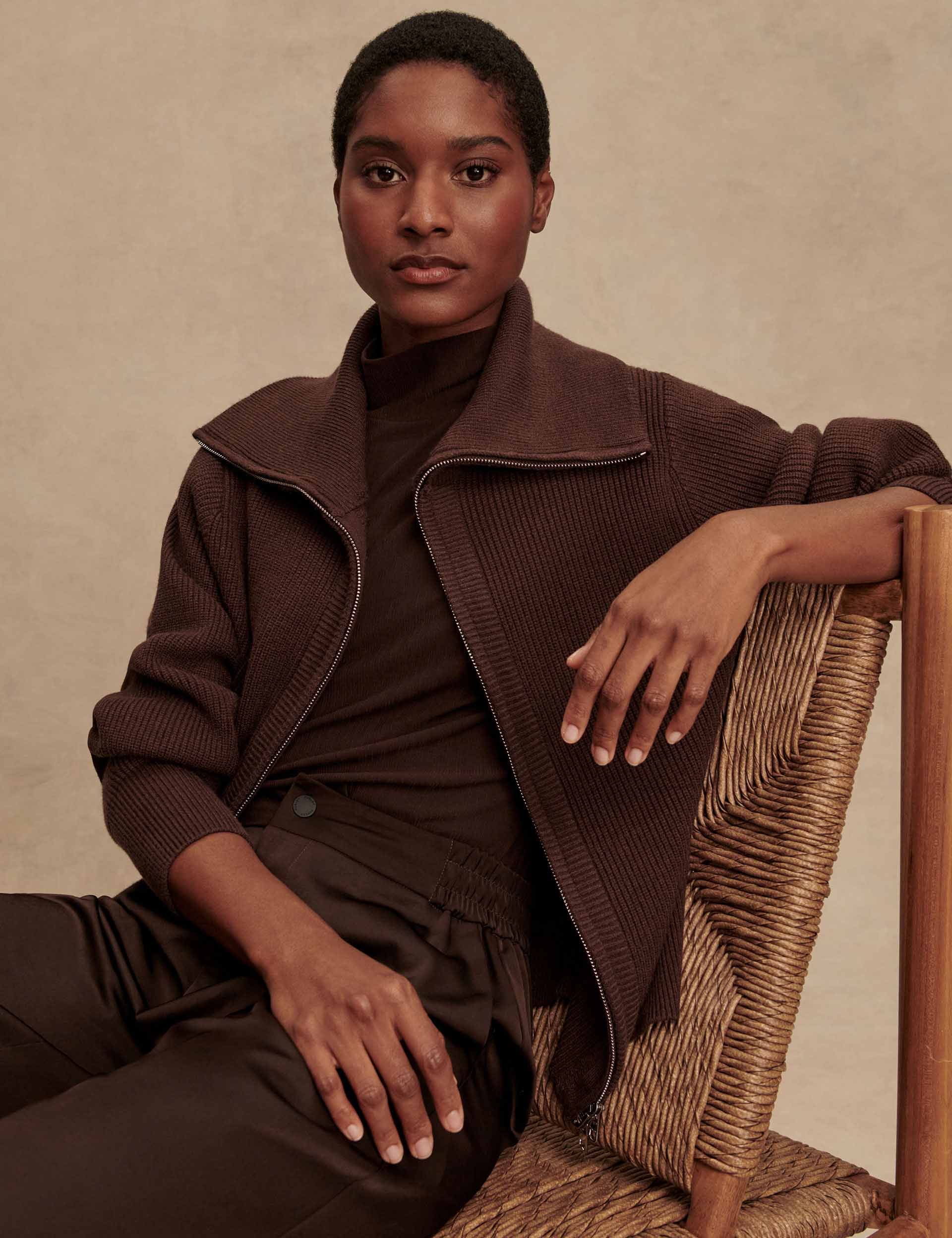 Enrico Knit Jacket - Coffee Bean