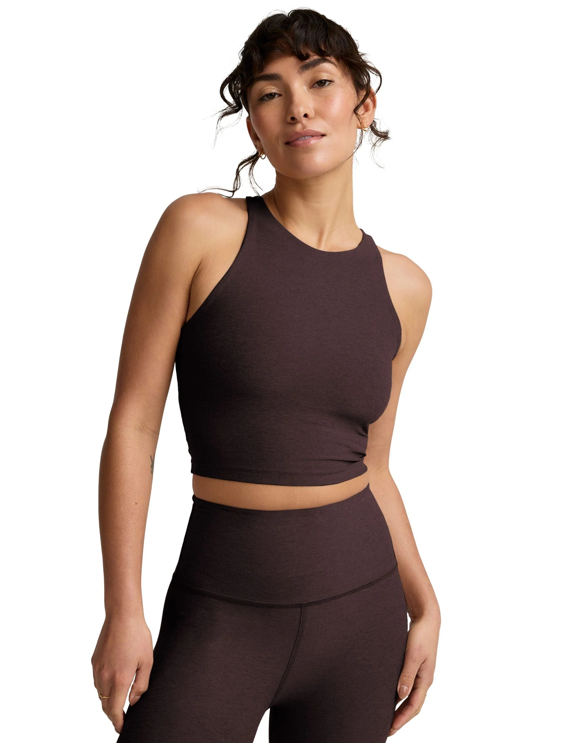 Spacedye Refocus Cropped Tank - Dark Chocolate Heather