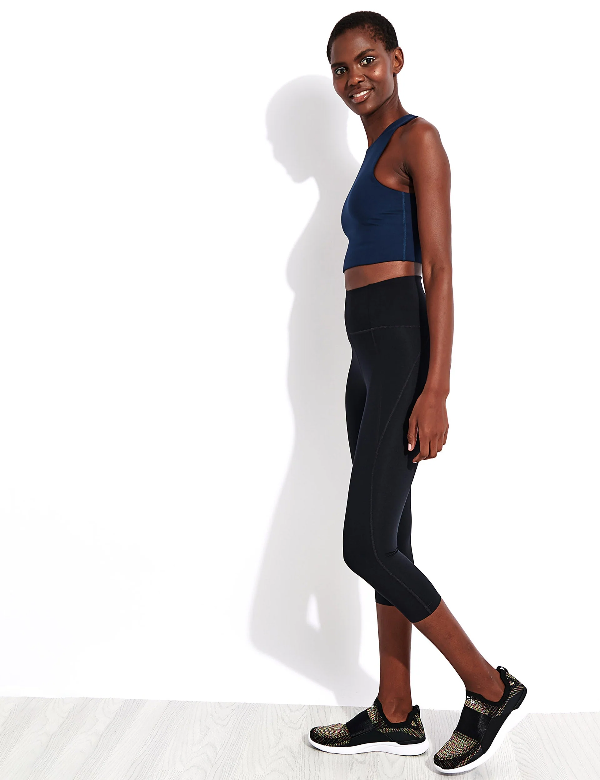 Compressive High Waisted Capri Legging - Black