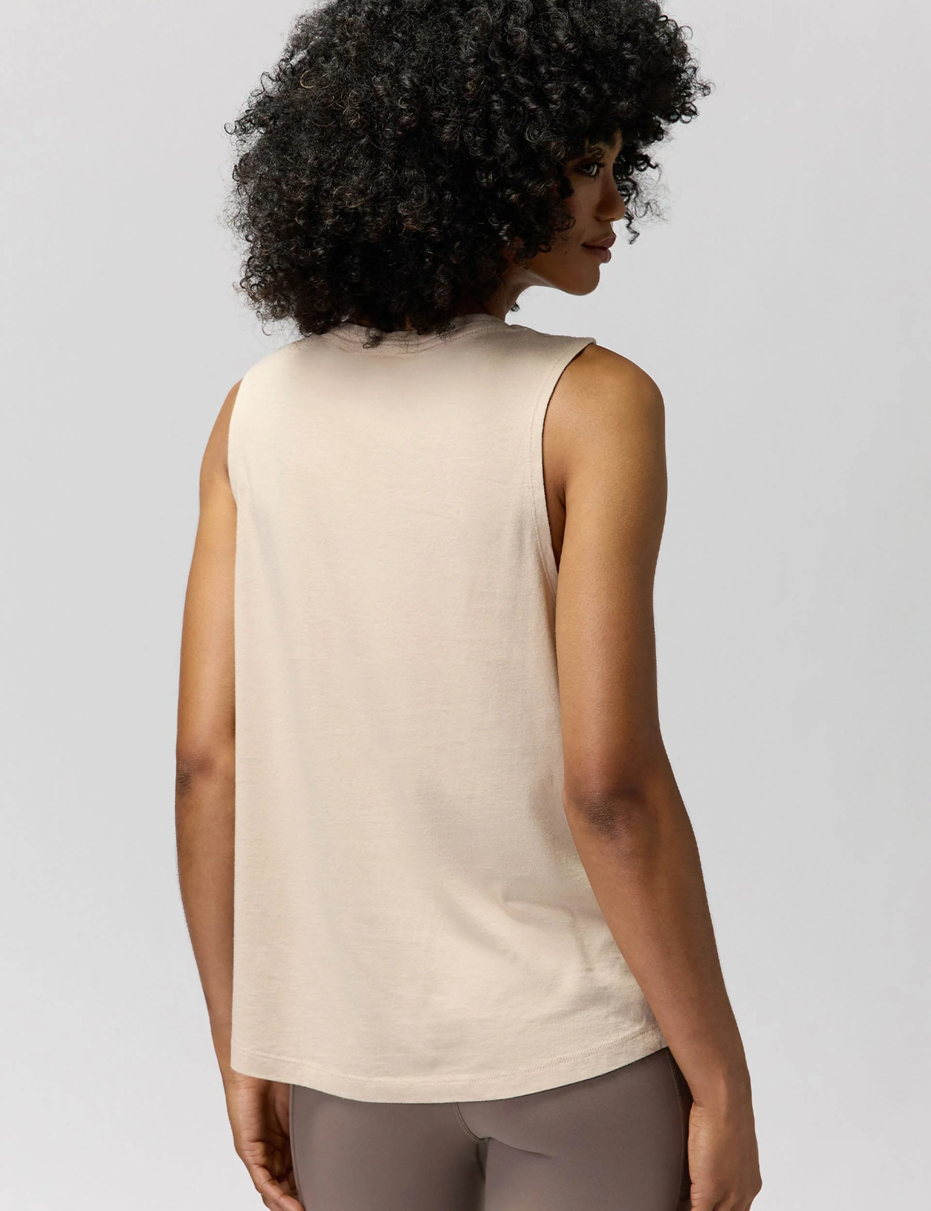 Exhale Jade Muscle Tank - Sandstone