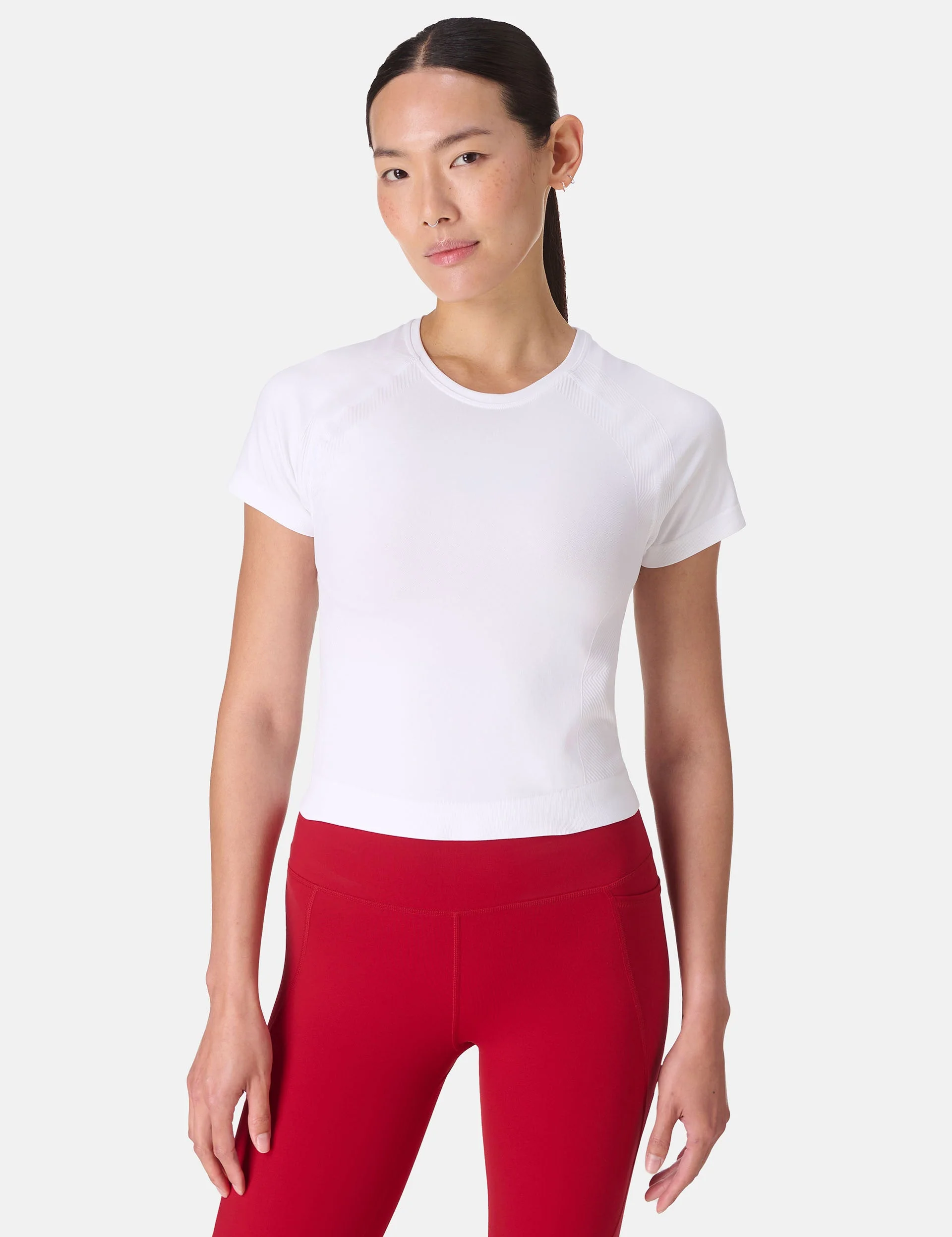 Athlete Crop Seamless Workout T-Shirt - White