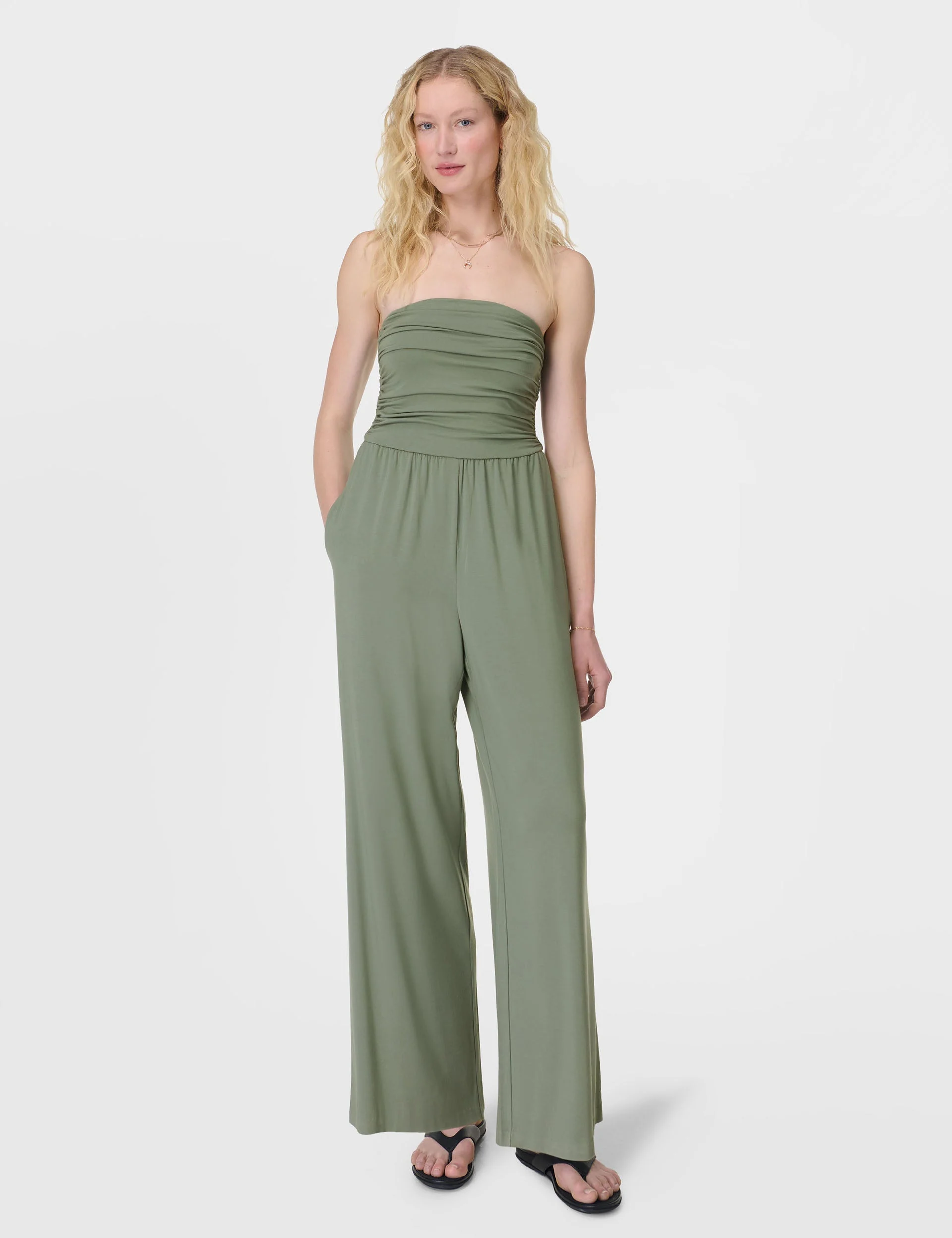 Modal Wide Leg Jumpsuit - Willow Green