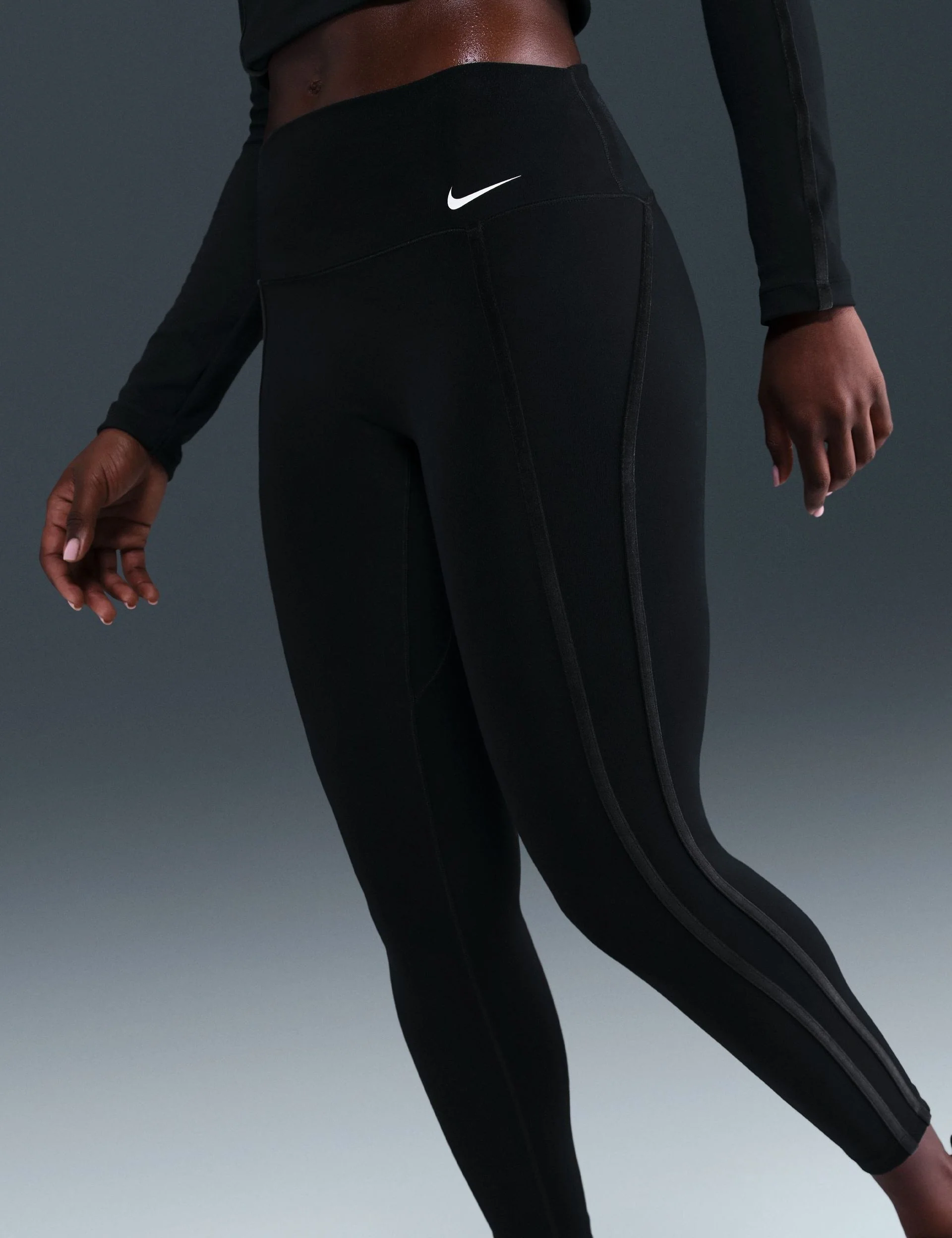 Dri-FIT One High Waisted 7/8 Leggings - Black/White