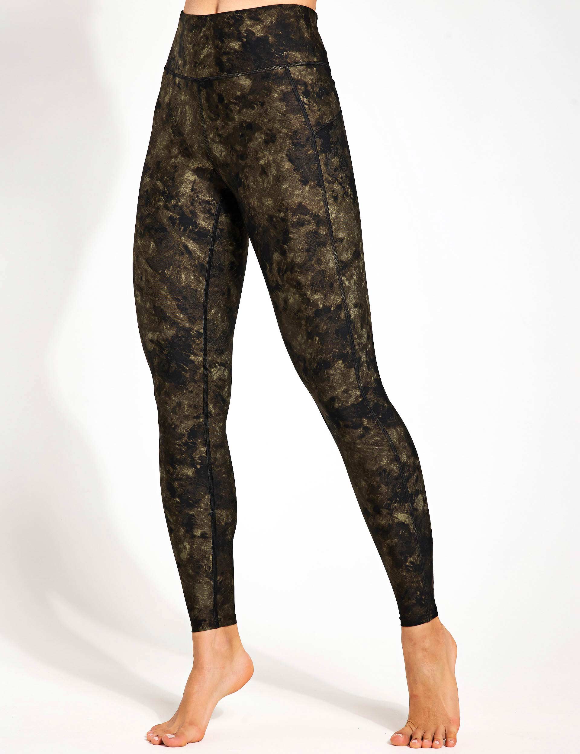 Go Balance Printed Wrap Waist Yoga Leggings - Sage Mix
