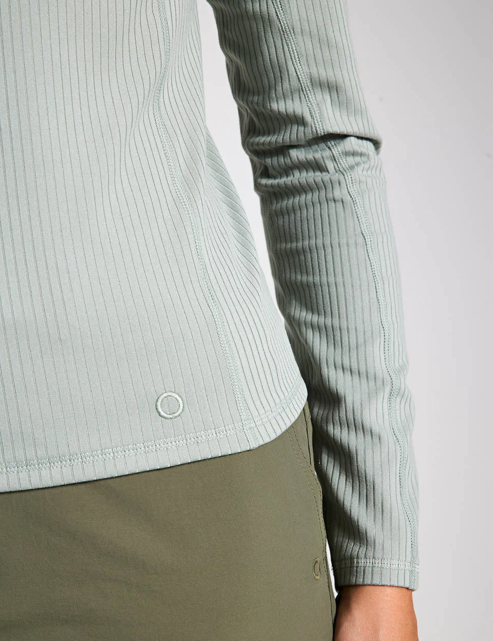 Rib Funnel Neck Crop Top - Light Verdigris