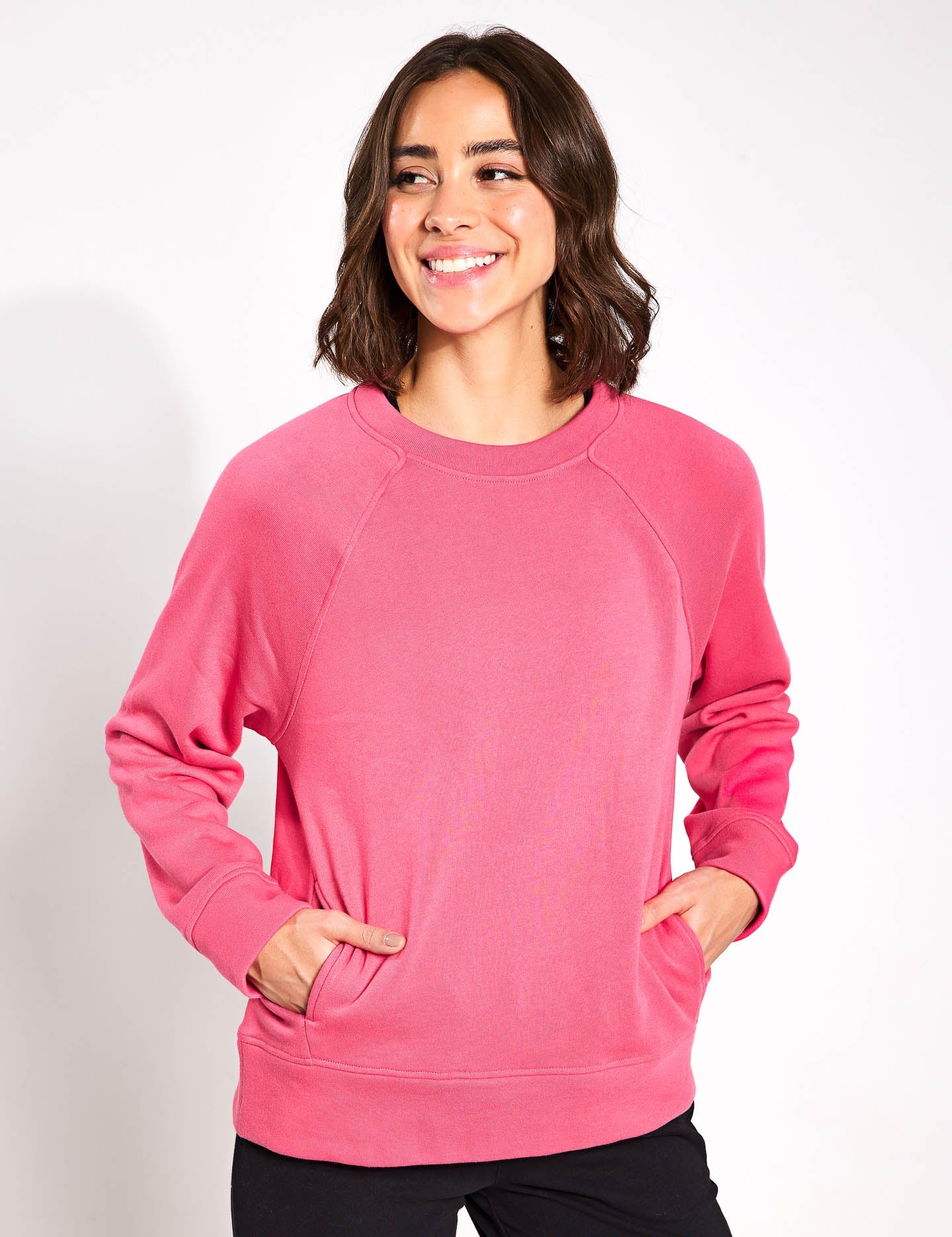 Cotton Rich Crew Neck Sweatshirt - Raspberry