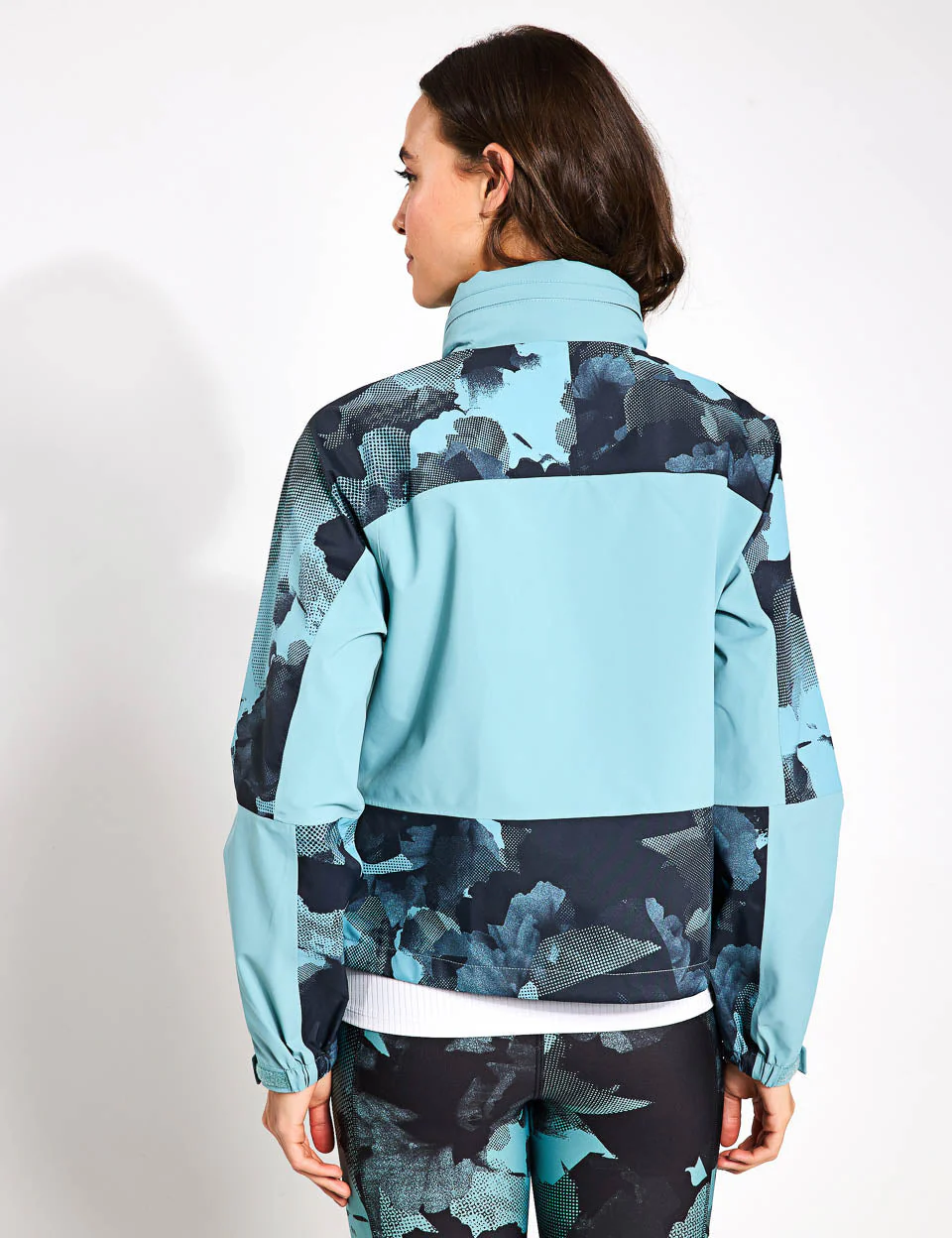 Waterproof Hooded Cropped Sports Jacket - Dusted Aqua