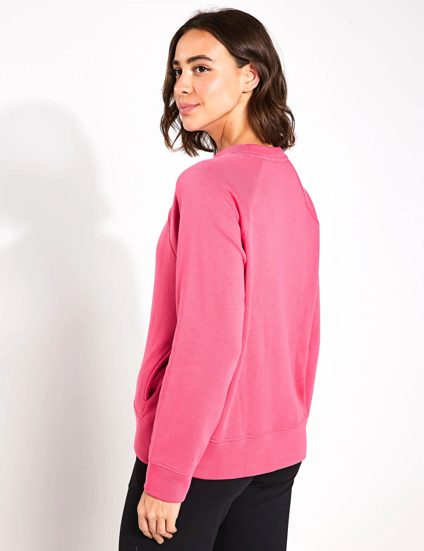 Cotton Rich Crew Neck Sweatshirt - Raspberry