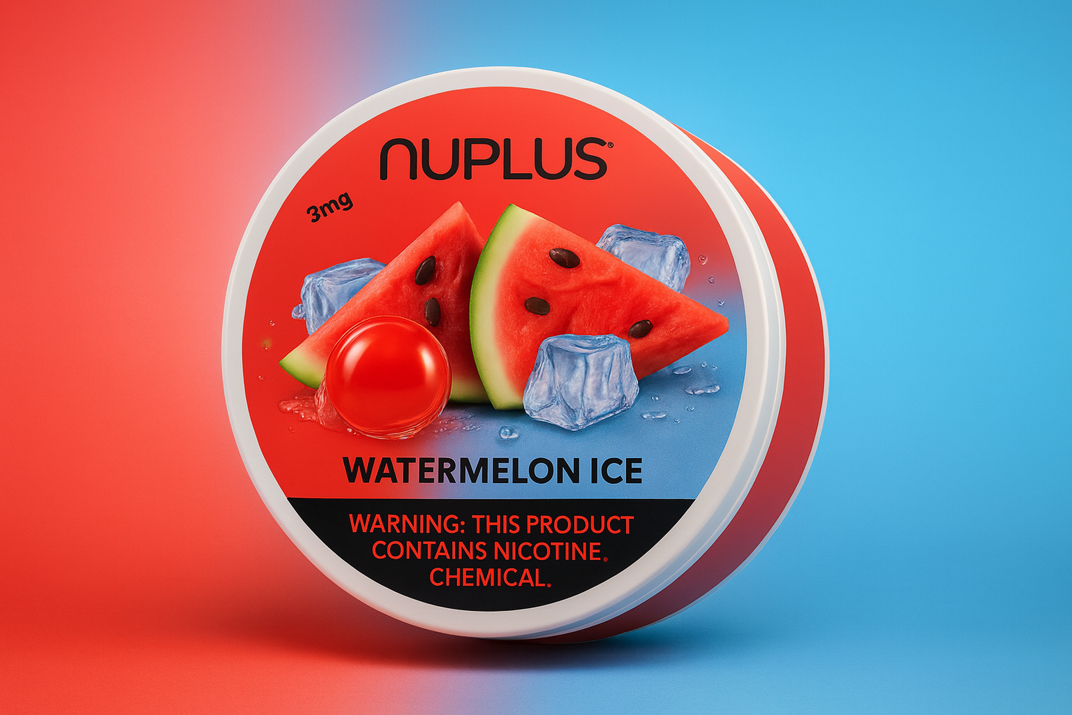 5-Cans (75 Pouches) Nuplus Watermelon Ice Nicotine Pouches – 3mg | - ZULUTIN
