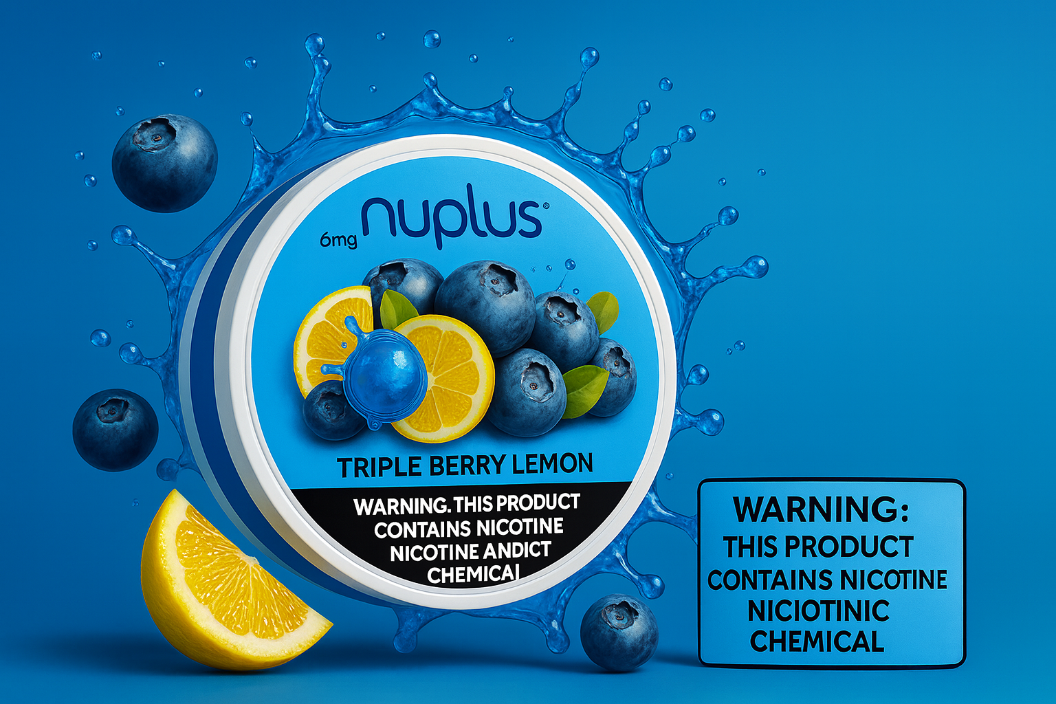 5-Cans (75 Pouches) Nuplus Triple Berry Lemon Nicotine Pouches – 3mg - ZULUTIN