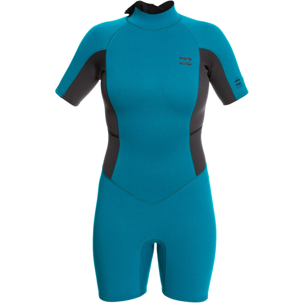 Billabong Womens Launch 2mm Back Zip Shorty Wetsuit Pacific