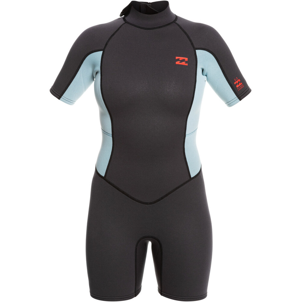 Billabong Womens Launch 2mm Back Zip Shorty Wetsuit Grey