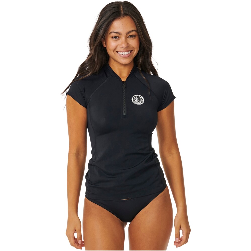 Rip Curl Womens Classic Surf Cap Sleeve Rash Vest Black