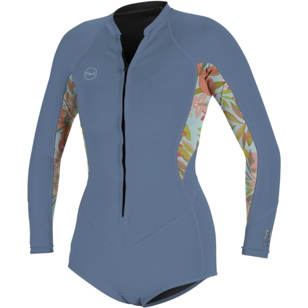 ONeill Womens Bahia 2/1mm Long Sleeve Front Zip Shorty Wetsuit