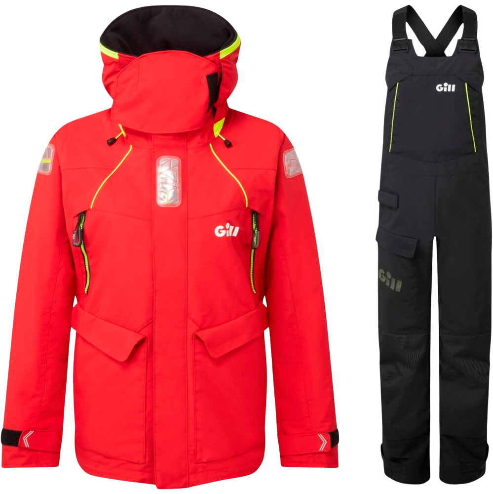 Gill Womens OS2 Offshore Jacket & Trouser Combi Set Black/Red