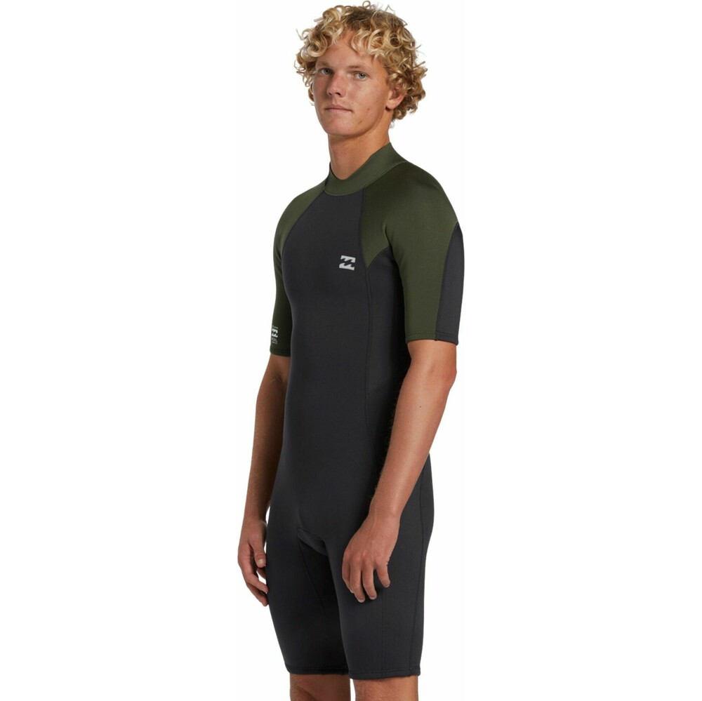 Billabong Mens Foil 2mm Back Zip Shorty Wetsuit Moss