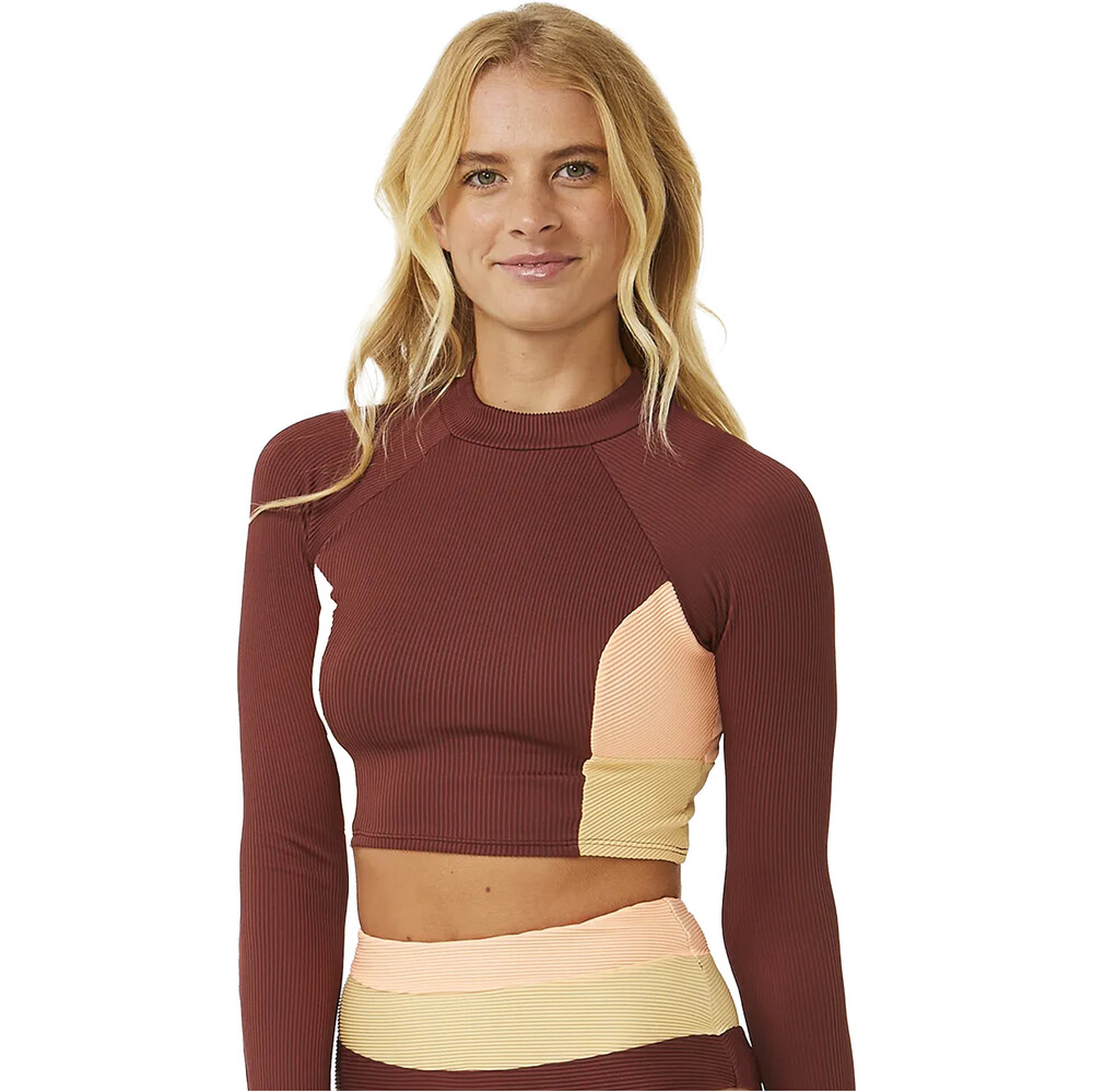 Rip Curl Womens Block Party Spliced Long Sleeve Crop Top