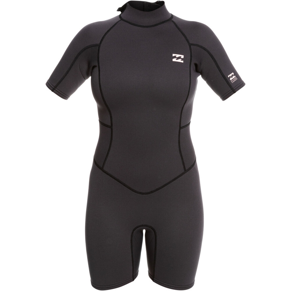 Billabong Womens Launch 2mm Back Zip Shorty Wetsuit Black