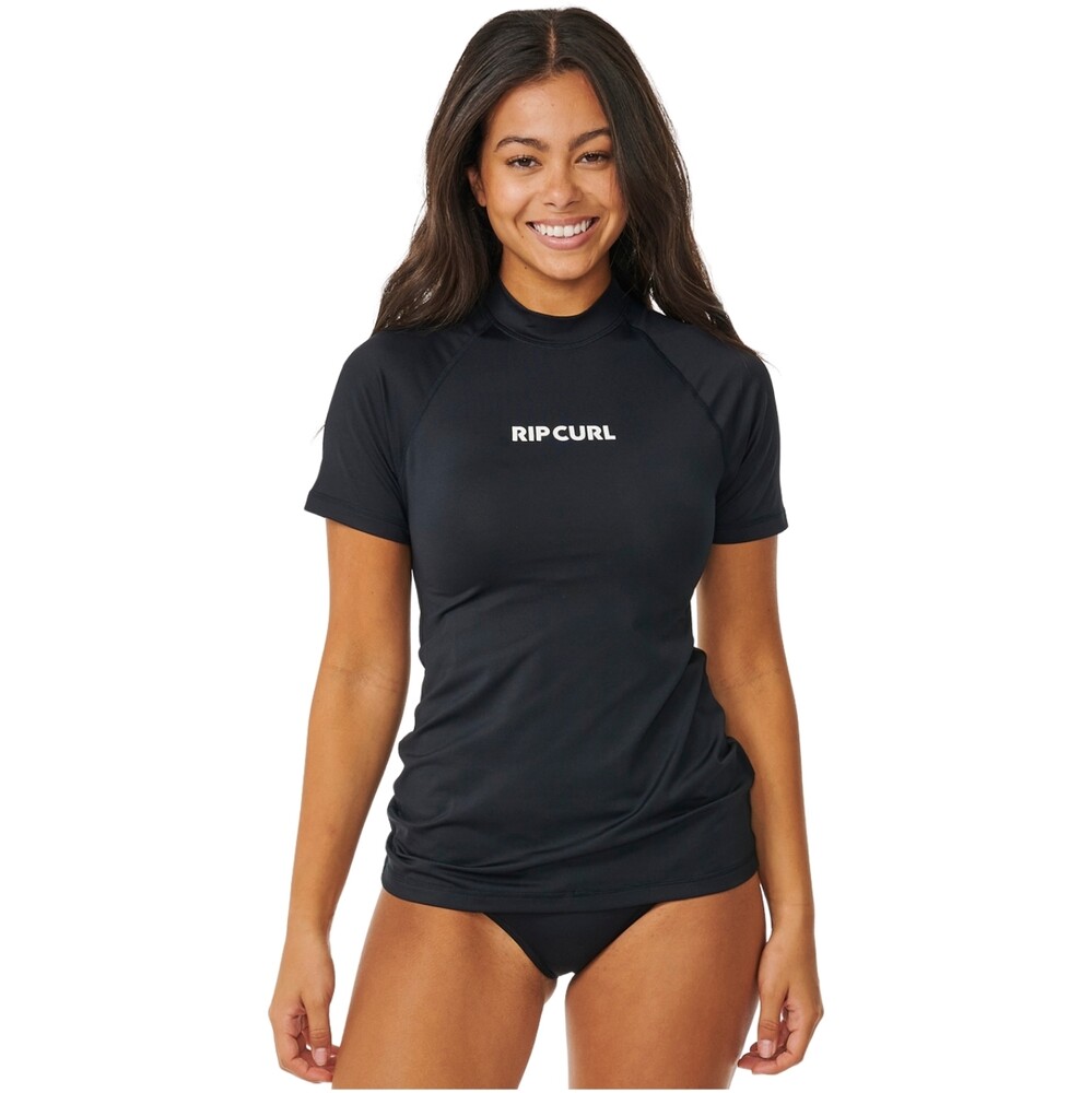 Rip Curl Womens Classic Surf Short Sleeve Rash Vest Black