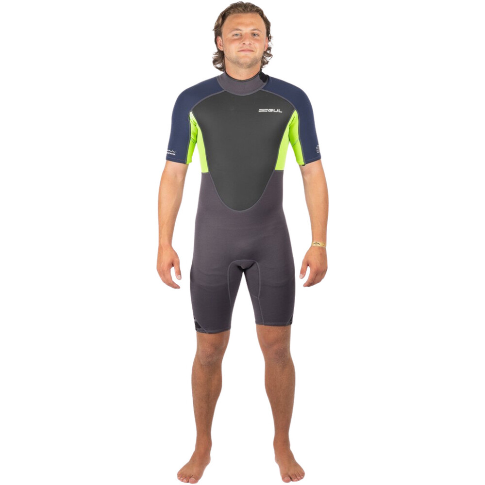 GUL Mens Response 3/2mm Back Zip Shorty Wetsuit Grey/Sulphur