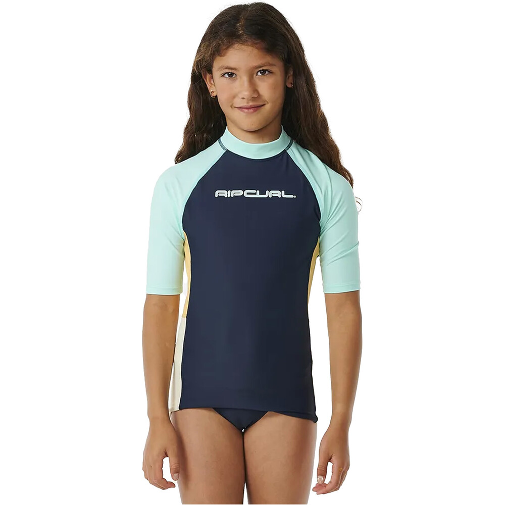 Rip Curl Girls Block Party Short Sleeve Rash Vest