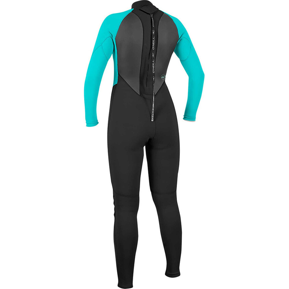 ONeill Womens Reactor II 3/2mm Back Zip Wetsuit Black/Aqua
