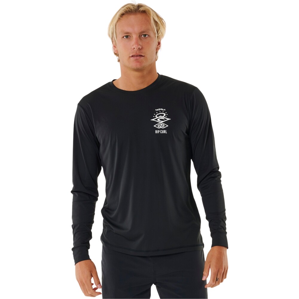 Rip Curl Mens Icons Surflite UPF Long Sleeve Rash Vest Black