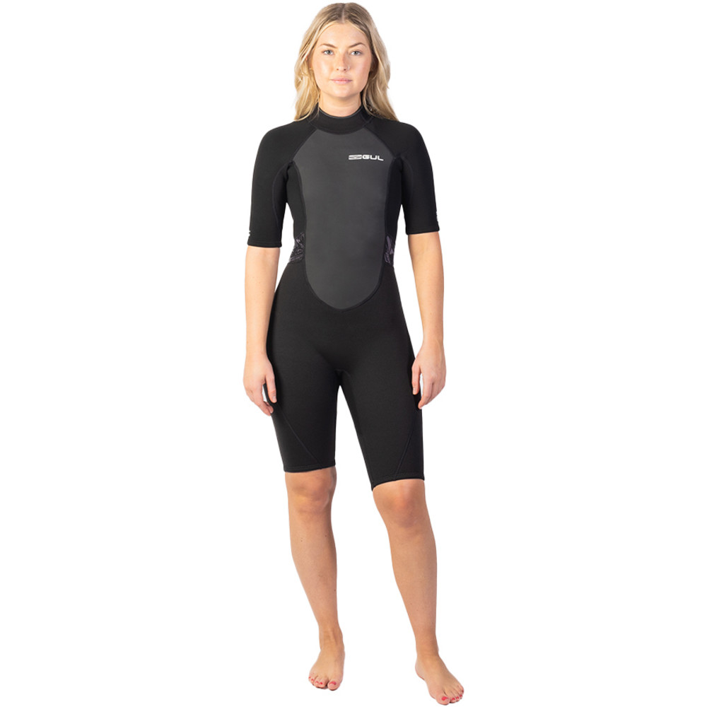 GUL Womens Response 3/2mm Back Zip Shorty Wetsuit Black