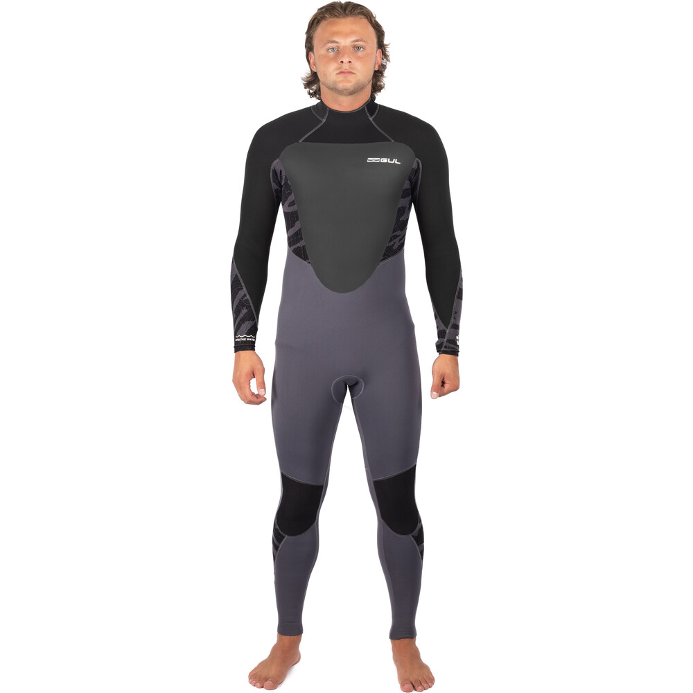 GUL Mens Response 5/3mm GBS Back Zip Wetsuit Black/Grey
