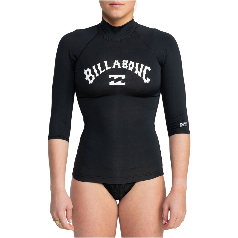 Billabong Womens Tropic Surf Short Sleeve Rash Vest Black