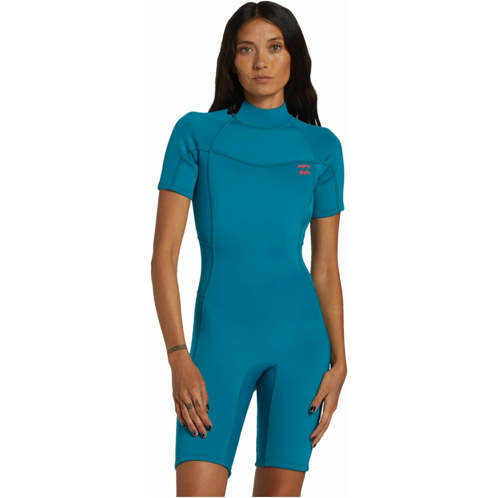 Billabong Womens Foil 2mm Back Zip Shorty Wetsuit Marine