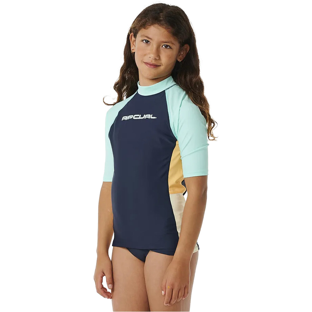 Rip Curl Girls Block Party Short Sleeve Rash Vest